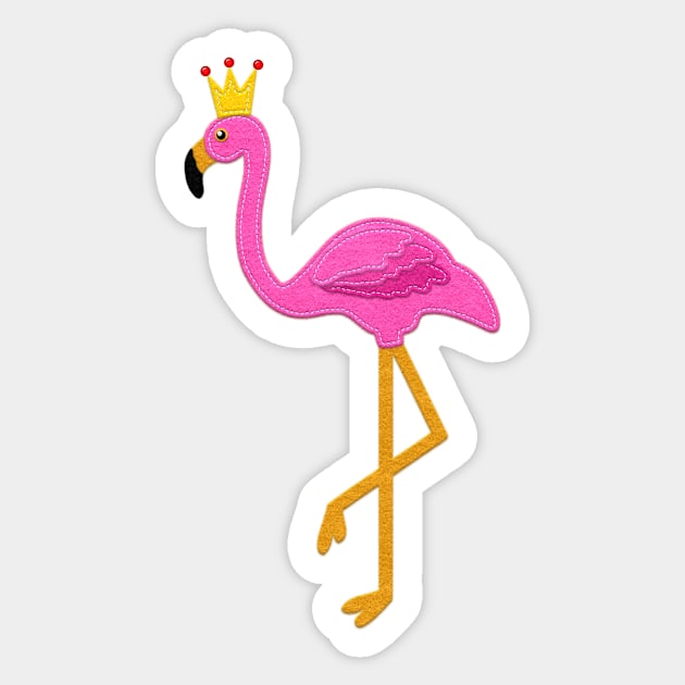 Pink Flamingo with Gold Crown | Felt Look | Cherie's Art(c)2020 Sticker by CheriesArt